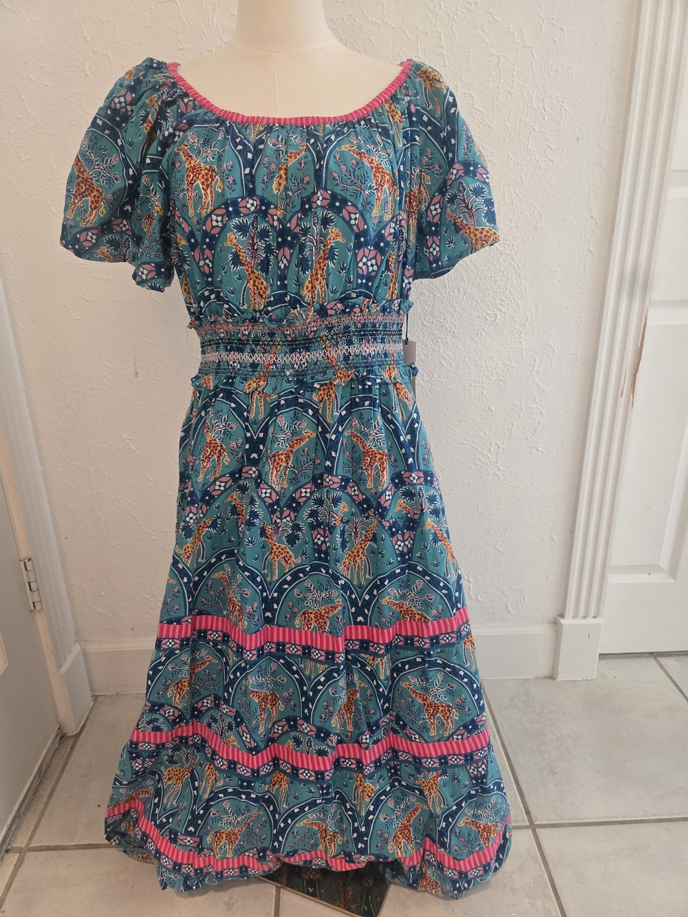 Printfresh Giraffe Print Puff Sleeve Maxi Dress XL NWT Originally $248